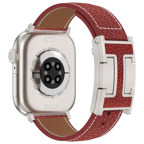 CHANCHY Leather Magnetic Watch Band Compatible with Apple Watch Bands 40mm 38mm 41mm 42mm 44mm 45mm 46mm, Top Grain Leather Dressy Band for Women Men iWatch Ultra SE3 Series 11/10/9/8/7/6/5/4/3/2/1 - Image 1