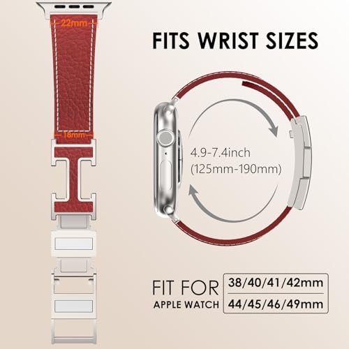 CHANCHY Leather Magnetic Watch Band Compatible with Apple Watch Bands 40mm 38mm 41mm 42mm 44mm 45mm 46mm, Top Grain Leather Dressy Band for Women Men iWatch Ultra SE3 Series 11/10/9/8/7/6/5/4/3/2/1 - Image 5