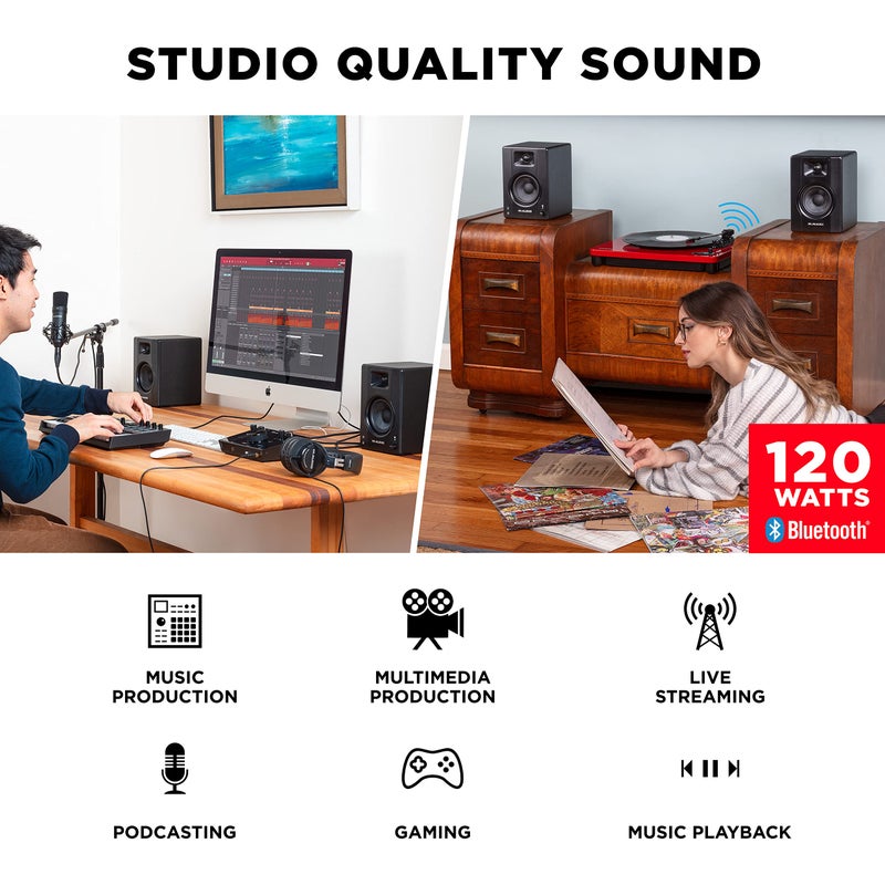M-Audio BX4BT 4.5" Studio Monitors & PC Speakers with Bluetooth for Recording and Multimedia with Music Production Software, 120W, Pair, black - Image 2
