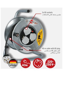 Brennenstuhl Brennenstuhl Steel Drum Cable Reel Black and Silver 40m  - Image 2