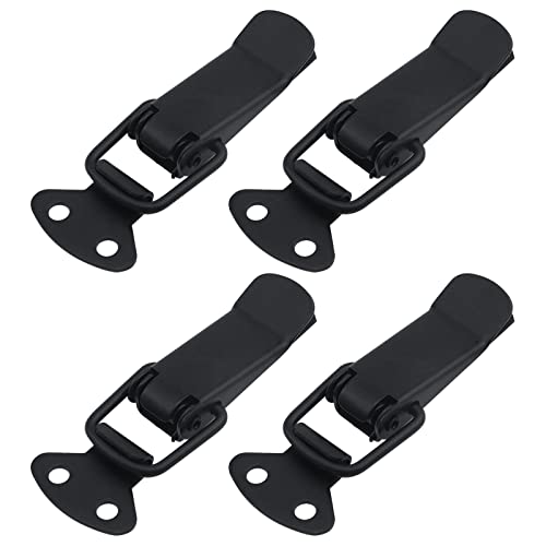 Antrader 4 Set Black Stainless Steel Hardware Cabinet Boxes Spring Loaded Latch Catch Toggle Hasp with Screws - Image 1