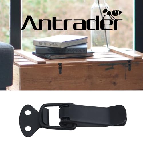 Antrader 4 Set Black Stainless Steel Hardware Cabinet Boxes Spring Loaded Latch Catch Toggle Hasp with Screws - Image 3