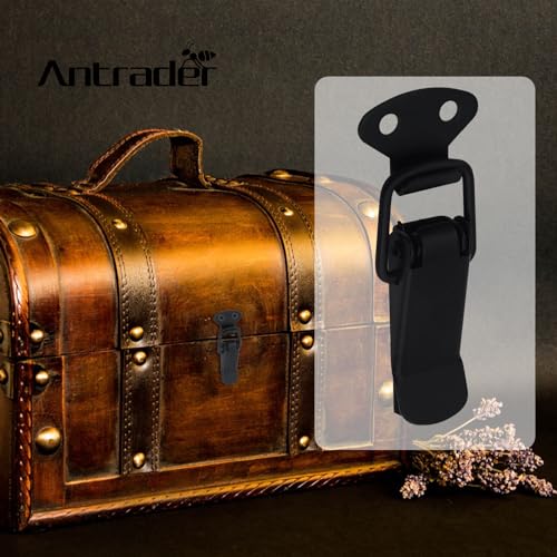 Antrader 4 Set Black Stainless Steel Hardware Cabinet Boxes Spring Loaded Latch Catch Toggle Hasp with Screws - Image 4