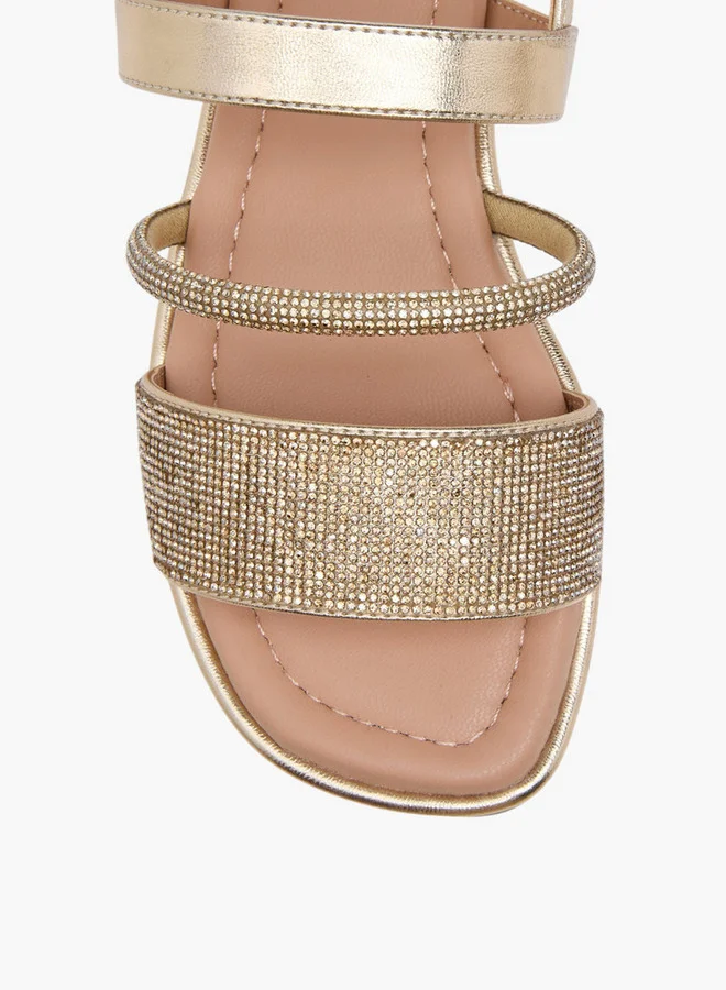 سيليست Girls' Embellished Open Toe Sandals with Hook and Loop Closure
