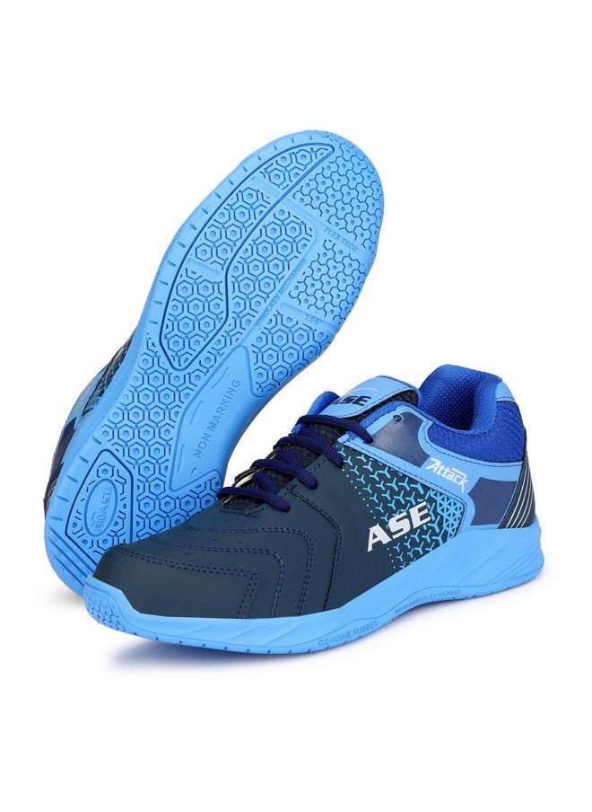 ASE - 2.0 Badminton Shoes|Ideal For Badminton, Table Tennis, Volleyball 10Uk Blue, Attack_Blue_10 - Image 1