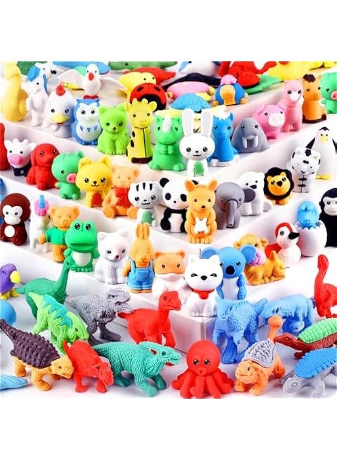 Generic 80Pcs Animal Erasers Kids Desk Pets Pencil Erasers 3D Puzzle Erasers Bulk Mini Animal Erasers Toys Fun Cute Eraser for Classroom Rewards, Game Prizes, Treasure Box,  Egg Fillers  - Image 1