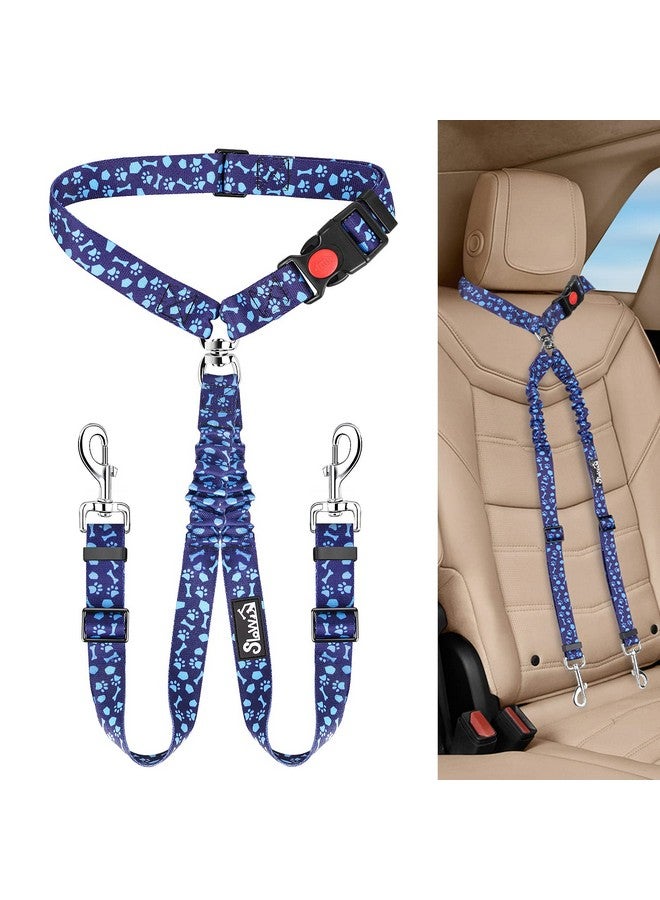 Lukovee Double Dog Seat Belt, New Dual Pet Car Headrest Restraint Safety Seatbelt No Tangle Dog Leash Duty Adjust Elastic Bungee Puppy Lead Splitter Connect Harness in Vehicle Travel for 2 Dogs (BL) - Image 1