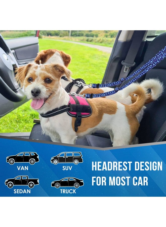 Lukovee Double Dog Seat Belt, New Dual Pet Car Headrest Restraint Safety Seatbelt No Tangle Dog Leash Duty Adjust Elastic Bungee Puppy Lead Splitter Connect Harness in Vehicle Travel for 2 Dogs (BL) - Image 4