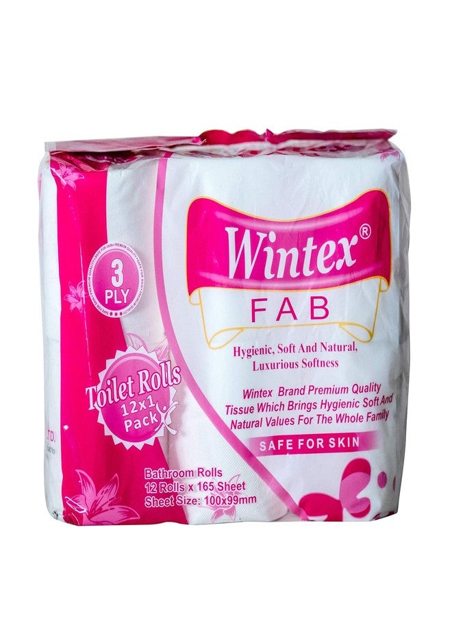 وينتكس لفائف ورق حمام/مرحاض Wintex FAB ثلاثية الطبقات فائقة النعومة (إجمالي 24 لفة) - Image 1