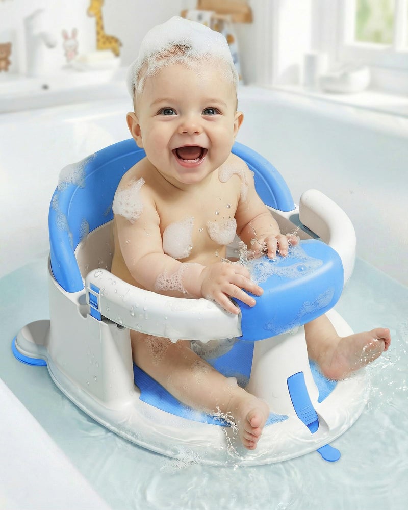 ONTHEWEI Baby Bath Seats for Babies Sitting Up NonSlip Baby Bathtub with 3 Suction Cups Safe Comfortable Toddler Bath Seat Ideal for Baby BathShower Support Stable Design Grey 624 Months - Image 2
