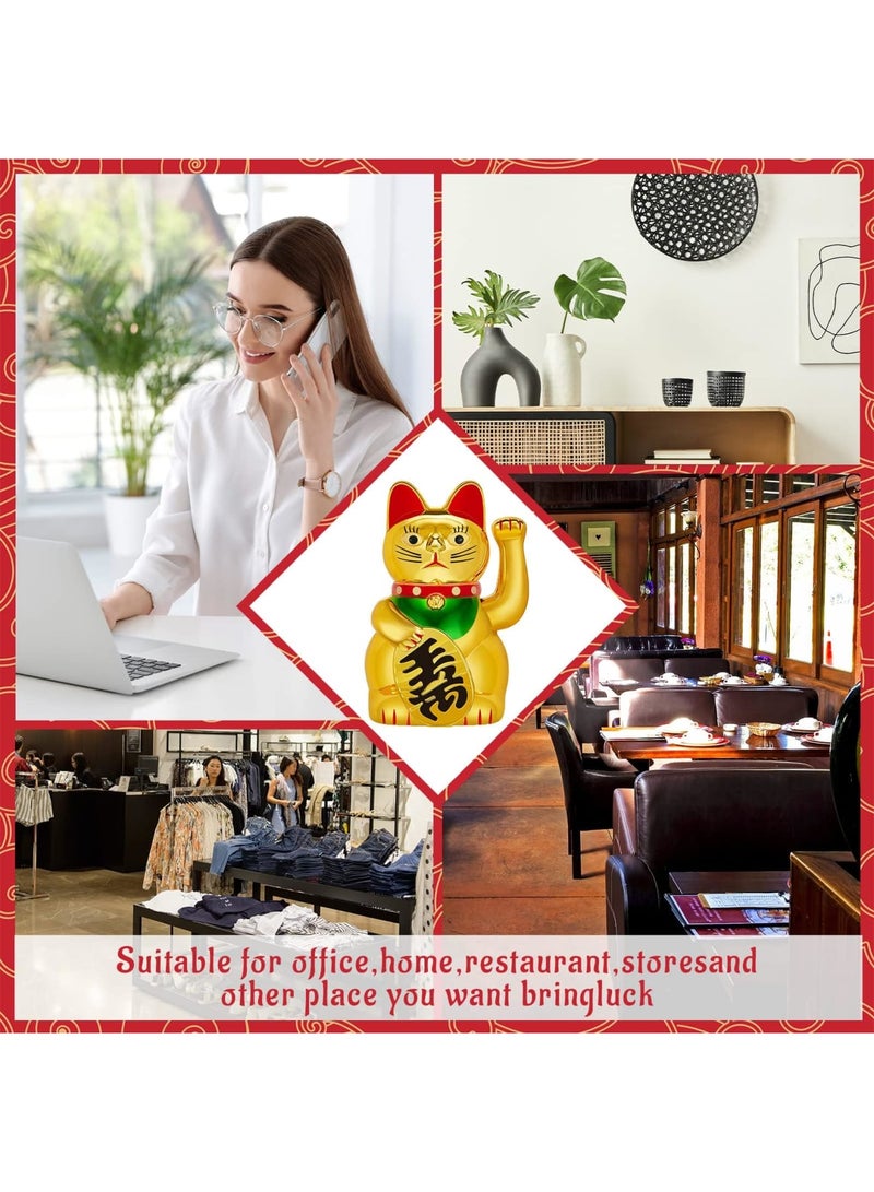 SYOSI Lucky Cat, Waving Arm Maneki Neko Gold Lucky Fortune Cat for Prosperity Decoration for Shops, Restaurants, Living Room, Homes Decorations - Image 5