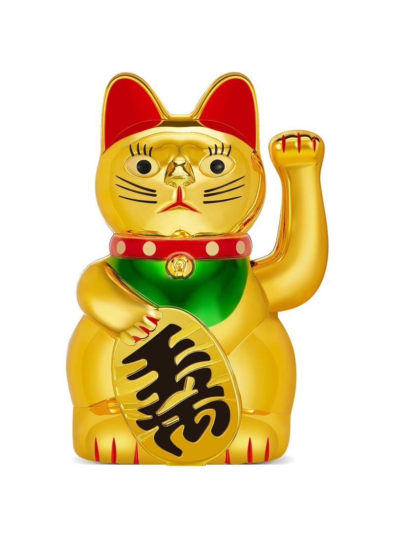 SYOSI Lucky Cat, Waving Arm Maneki Neko Gold Lucky Fortune Cat for Prosperity Decoration for Shops, Restaurants, Living Room, Homes Decorations - Image 1