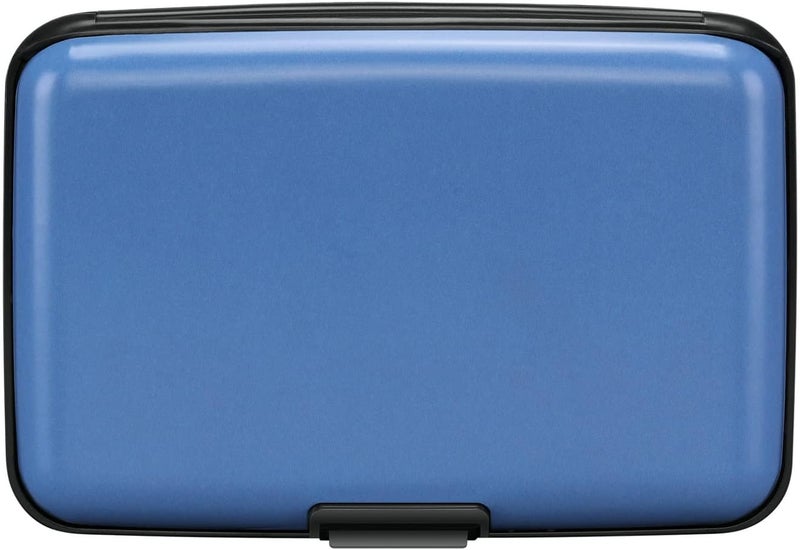ELFISH RFID Blocking Credit Card Protector Aluminum ID Case Hard Shell Business Card Holders Metal Wallet for Men or Women（Matte Blue - Image 1