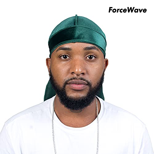 ForceWave Velvet Durag for Men Wave Cap Velvet Dorag for Men Women 360 Wave (Green) - Image 4