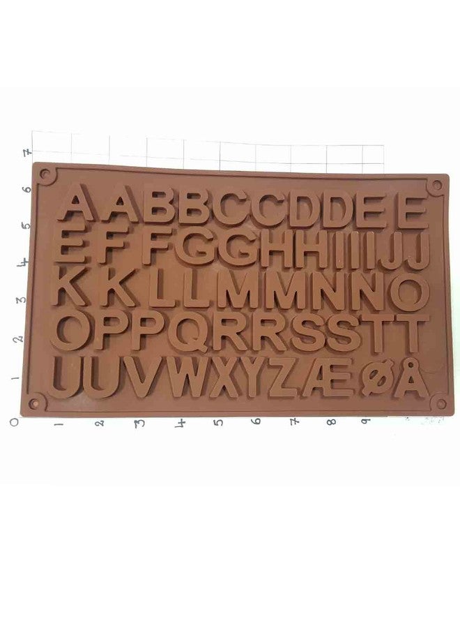 Cake Decor 51-Cavity Double A to Z Alphabets Shape Silicone Brown Chocolate Moulds - Image 1