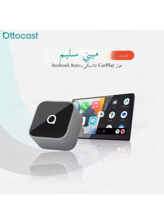 OTTOCAST Mini Slim Cube Wireless CarPlay Android Auto Adapter 2 in 1 USB AI Car Accessories for VW Haval Audi Kia Porsche Lexus - Image 1