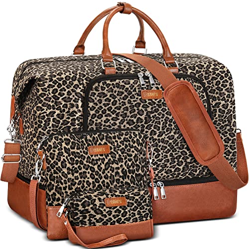 TIBES Travel Weekender Bag for Women, Overnight Bag with Shoe Compartment Oversized Travel Duffel Bag Carry On Tote 21" - Image 1
