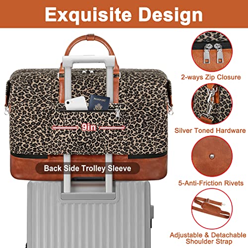 TIBES Travel Weekender Bag for Women, Overnight Bag with Shoe Compartment Oversized Travel Duffel Bag Carry On Tote 21" - Image 5