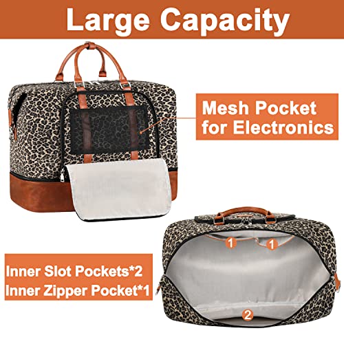 TIBES Travel Weekender Bag for Women, Overnight Bag with Shoe Compartment Oversized Travel Duffel Bag Carry On Tote 21" - Image 4