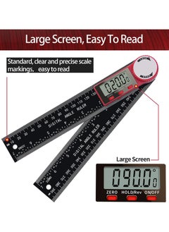 Generic Digital Angle Finder Tool - 200mm 0-360 degree LED Digital Protractor with Horizontal Vertical Bubble Levels and Ruler Meter Accurate Tools for Carpenters Woodworkers Fabricators  - Image 4