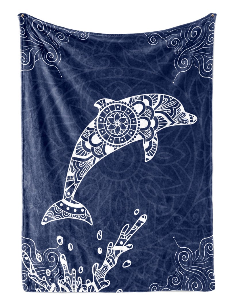 InnoBeta Dolphin Gift 50 x 65 Flannel Plush Throw Blanket Mandala Dolphin Pattern
