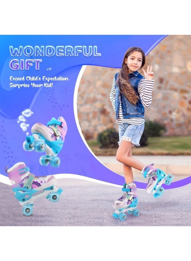 ASIV Adjustable Roller Skates - Purple-Blue Little Mermaid Roller Skates Suitable for Girls Aged 3 to 12, For Beginners Both Indoors and Outdoors, with Lighting Effects（S） - Image 4