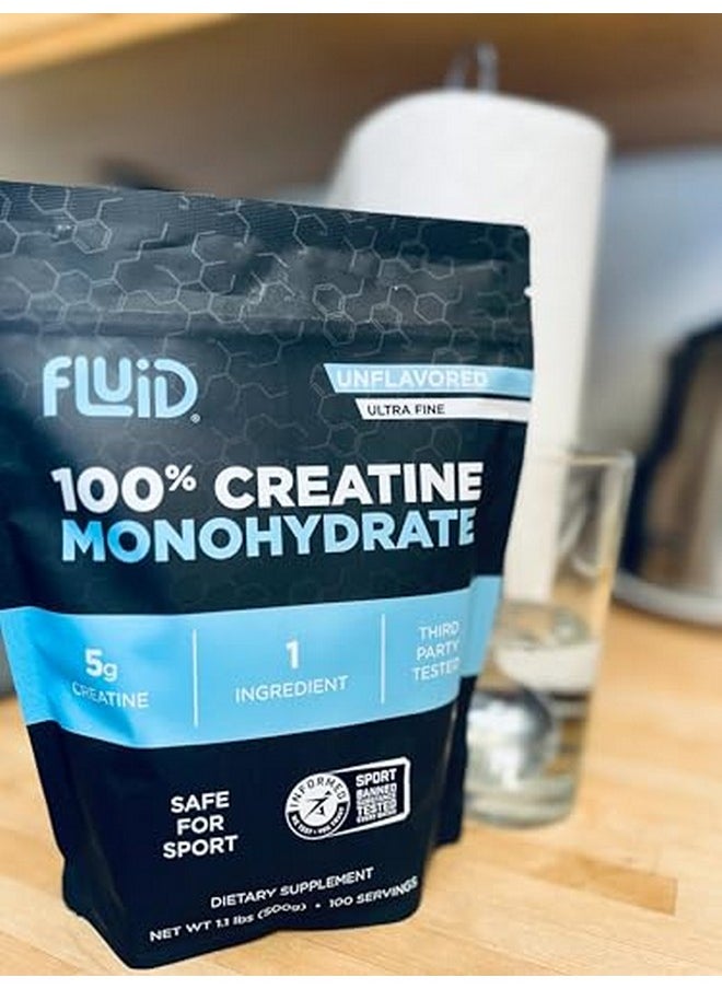 Health & Household - Fluid Creatine - 100% Creatine Monohydrate Powder, Unflavored, Informed Sport Certified, 5G Per Serving (100 Servings) - Image 1