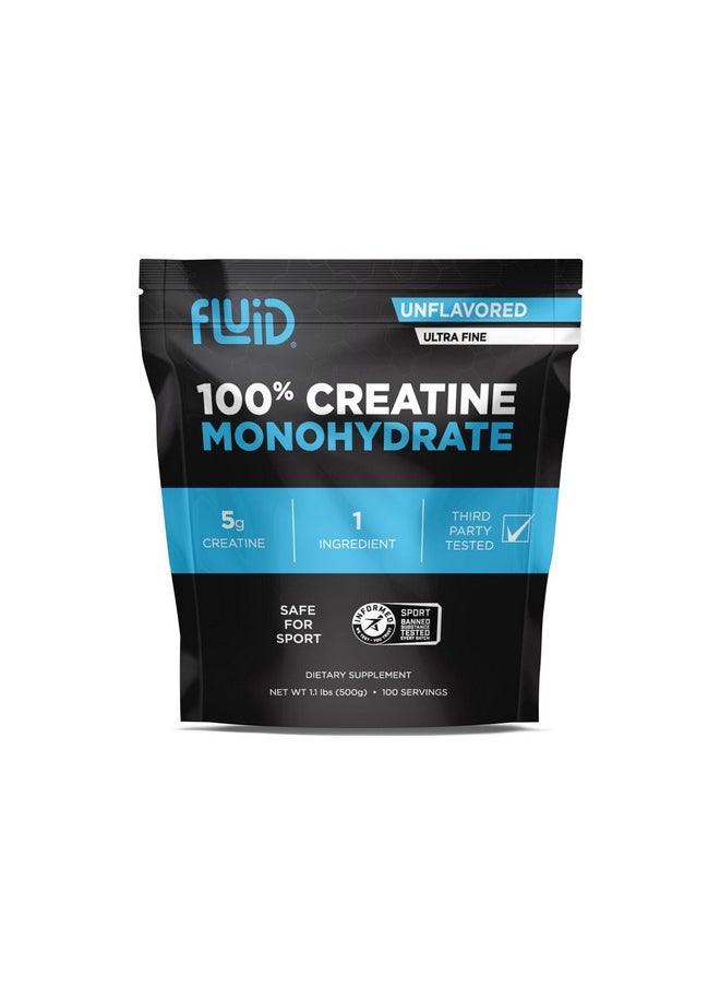 Health & Household - Fluid Creatine - 100% Creatine Monohydrate Powder, Unflavored, Informed Sport Certified, 5G Per Serving (100 Servings) - Image 1