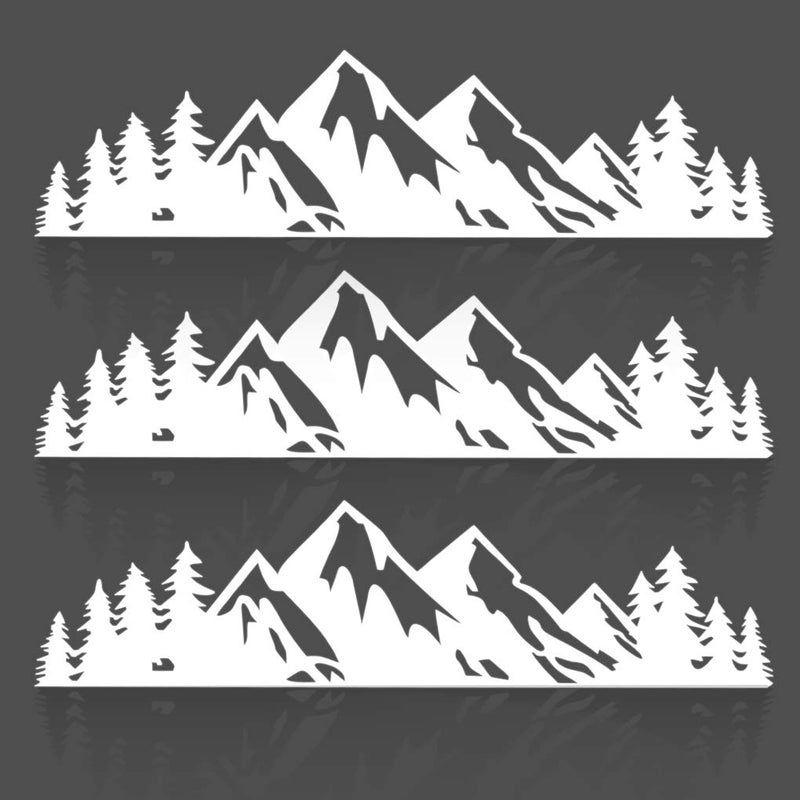 JINZHAO Tree Sticker Car or Laptop Decal Vinyl Mountain Stickers Outdoor Bumper Stickers Pack of 3 White - Image 3