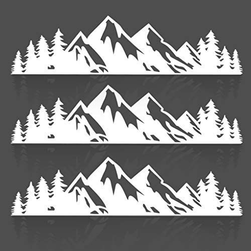 JINZHAO Tree Sticker Car or Laptop Decal Vinyl Mountain Stickers Outdoor Bumper Stickers Pack of 3 White - Image 1