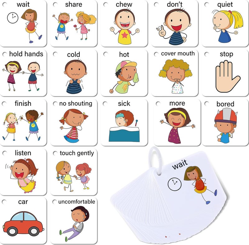 Epakh 37 Pcs Autism Communication Card for Speech Delay Children and Adults Special Needs Visual Aid Language Learning Cue Cards Special Ed Feelings Emotions Flash Cards  - Image 1