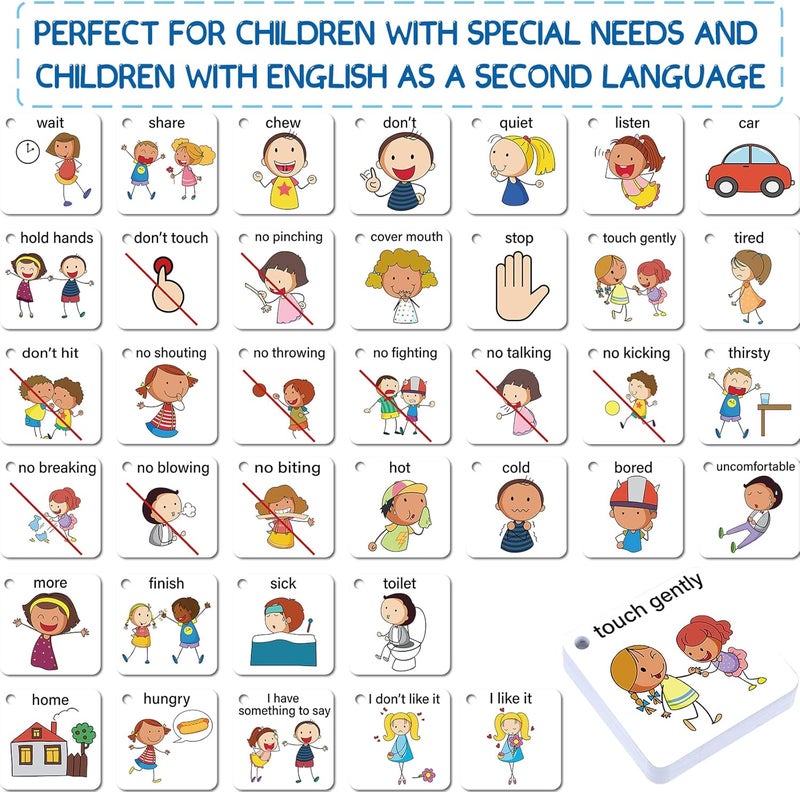 Epakh 37 Pcs Autism Communication Card for Speech Delay Children and Adults Special Needs Visual Aid Language Learning Cue Cards Special Ed Feelings Emotions Flash Cards  - Image 3