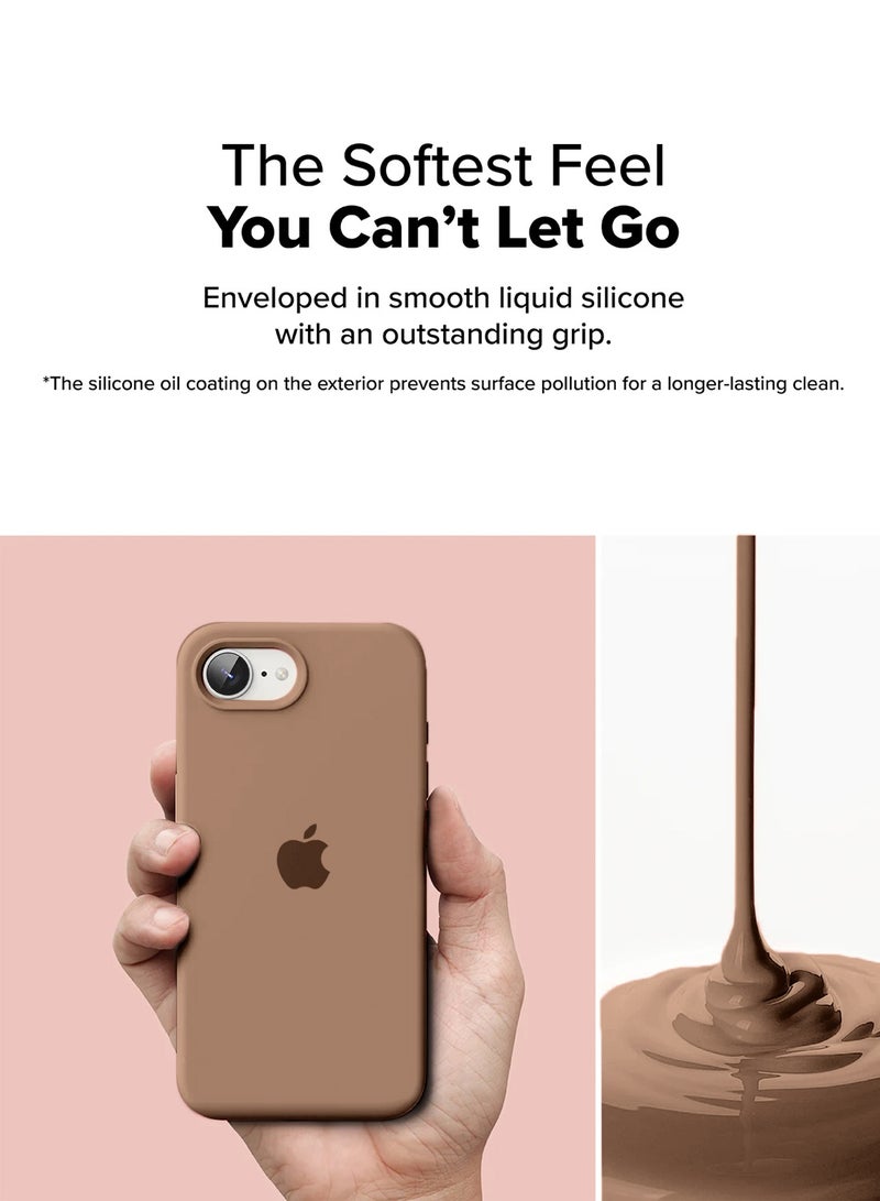 دبليو تيك غطاء أيفون 16e 5G 2025 المصنوع من السيليكون السائل الناعم - بني - Image 4