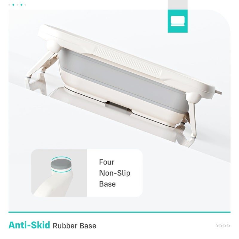 R for Rabbit حوض استحمام ذكي مزدوج من R For Rabbit مع شاشة مؤشر درجة حرارة الماء قابل للطي للأطفال من 0 إلى 3 سنوات بسعة وزن تصل إلى 20 كجم (رمادي أبيض) - Image 5