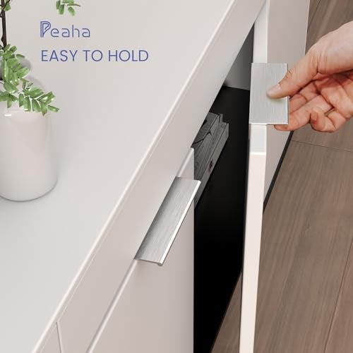 Peaha 10 Pack Kitchen Cabinet Handles 3 inch Brushed Nickel Pulls for Dresser Drawers Door Edge Finger Pull Hardware - Image 2