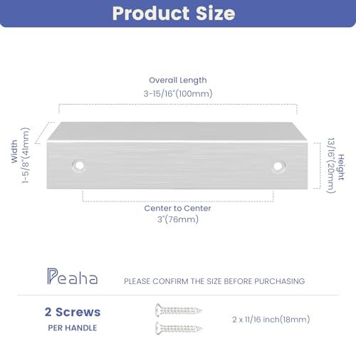 Peaha 10 Pack Kitchen Cabinet Handles 3 inch Brushed Nickel Pulls for Dresser Drawers Door Edge Finger Pull Hardware - Image 3