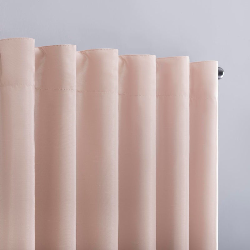 Sun Zero Greyson Faux Dupioni Silk Thermal Extreme Total Blackout Back Tab Curtain Panel, 50" x 84", Blush Pink - Image 3