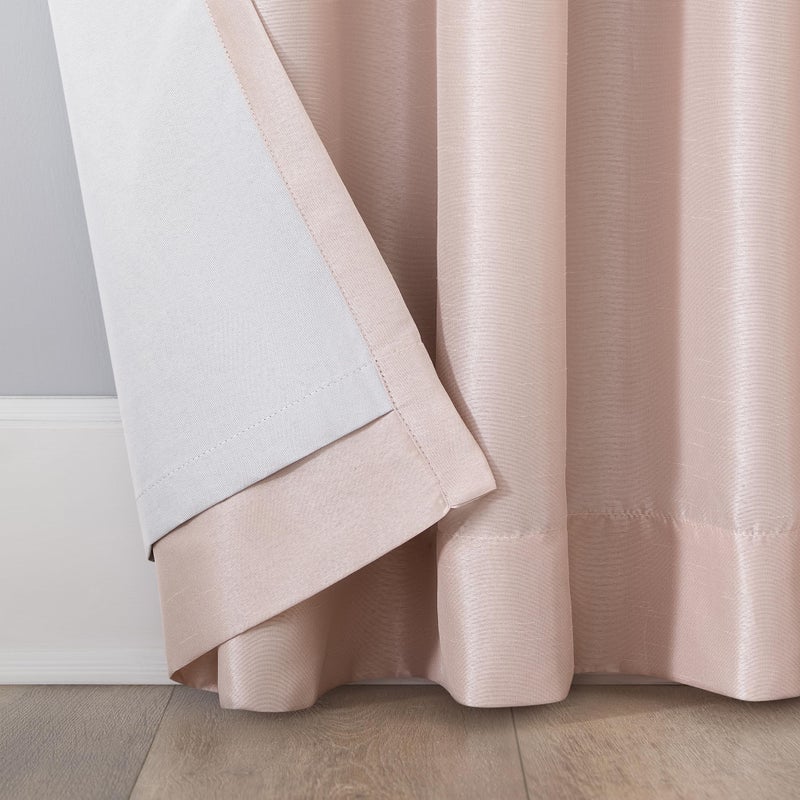 Sun Zero Greyson Faux Dupioni Silk Thermal Extreme Total Blackout Back Tab Curtain Panel, 50" x 84", Blush Pink - Image 5