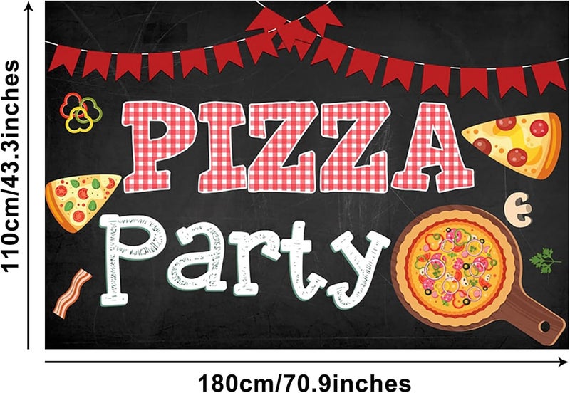Renaiss 6x36ft Pizza Party Banner Blackboard Pizza Party Decorations Kids Cooking Theme Birthday Party Supplies Red Black Pizza Themed Newborn Baby Shower Large Yard Sign Pizzeria Party Backdrop - Image 5