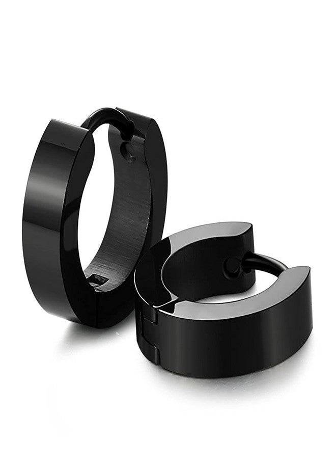 Vien Fashion Earring for mens Classic Inspired Black Stainless Steel Stud Earring - Image 1