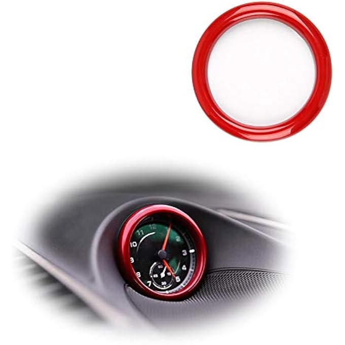 rayihni Dashboard Center Clock Compass Cover Red Dashboard Aluminum Emblem Sticker Compatible With Porsche 911 Cayenee Boxster Macan Panamera - Image 2