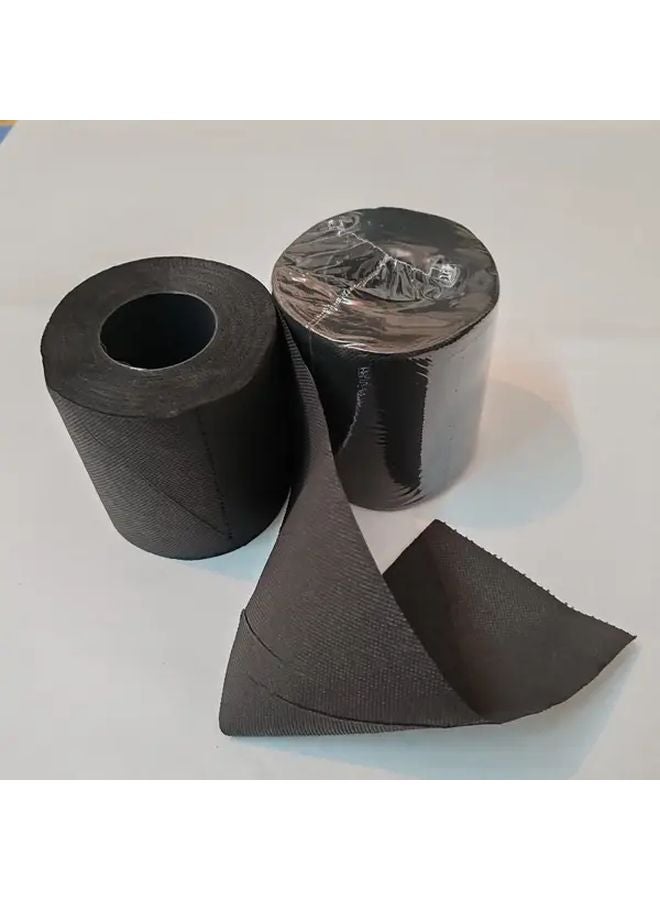 2pcs Black Toilet Paper Thickened Four Layered Waterproof Durable For Home Restaurant Travel - Image 1