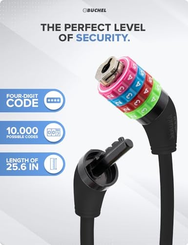 Büchel Bike Locks Cable for Kids - Colorful & Keyless - Secure Your Child's Bike - Easy-to-Use Bicycle Accessory, High Security 5 Digit Resettable Combination Coiling Bicycle Lock, Anti Theft - Image 3