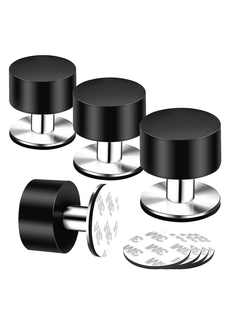 SYOSI 4 Pack Door Stops 4Pcs Extra Stickers Black Self Adhesive Stoppers Stainless Steel Stop with Sound Dampening Rubber Top for Home, Office Use Protect Furnitur Walls from Slamming  - Image 1