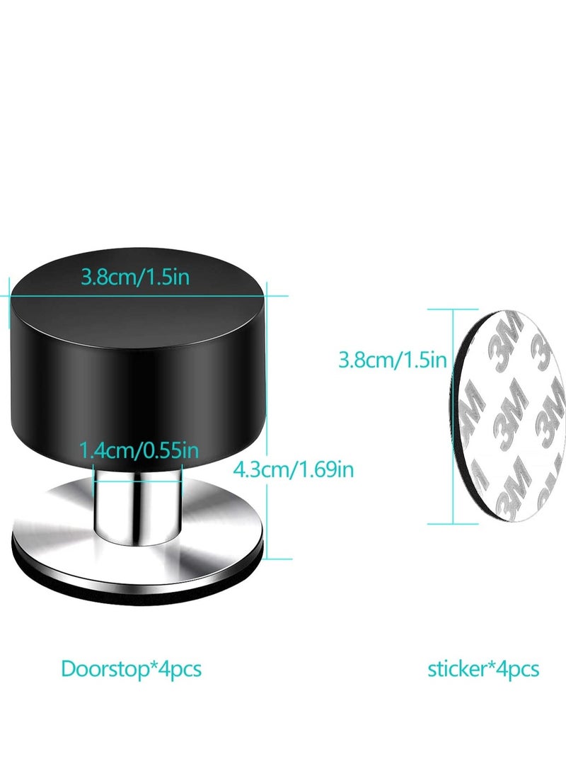 SYOSI 4 Pack Door Stops 4Pcs Extra Stickers Black Self Adhesive Stoppers Stainless Steel Stop with Sound Dampening Rubber Top for Home, Office Use Protect Furnitur Walls from Slamming  - Image 4