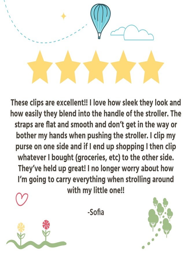 J.L. Childress Clip 'N Carry Stroller Hooks - Universal Stroller Clips with Non-Slip Straps - Durable Carabiners to Hold Watter Bottles & Bags - 2 Pack - Perfect for Uppababy & more - Black - Image 5