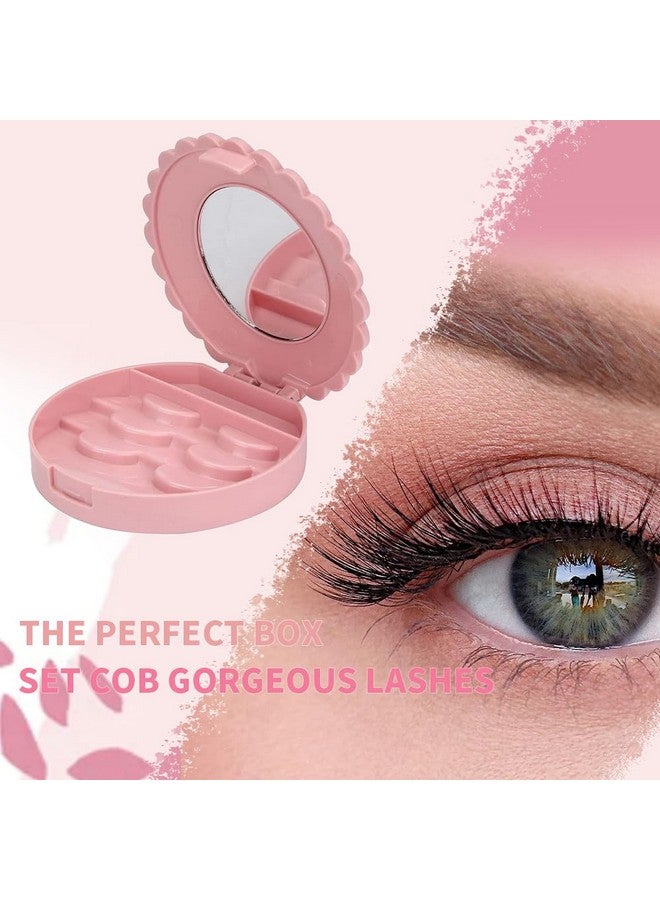 YiQiYi Cosmetic Case With Mirror Eyelash Case Makeup Storage Box Travel Cosmetic Bag Pink Place Eyelashes - Image 3