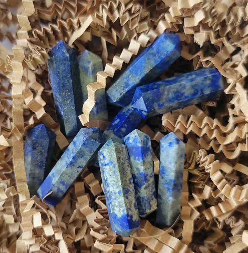 Pachamama Essentials Natural Crystal Point 10 PCS Hexagonal Double Points Healing Reiki Stones Bulk Pocket Stones Crystal Gemstones 10 Pcs Jewelry Making Lapis