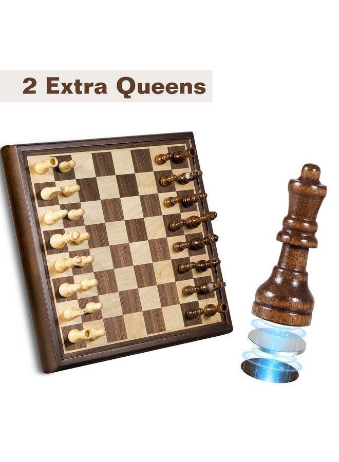 ELONGDI 2 in 1 Magnetic Chess Set & Chinese Checkers 13" Wooden Board Game with Storage Drawer and 60 Glass Marbles + Bonus 12 Spare & 2 Extra Queens,for Kids and Adults - Image 5