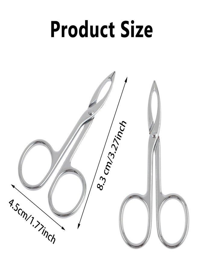 WLLHYF 2 Pieces Eyebrow Scissor Handle Tweezer Plucker Straight Tip Brow Scissors Remover Facial Hair Eyebrows Care Wig Plucking for Women(2 Silver) - Image 2
